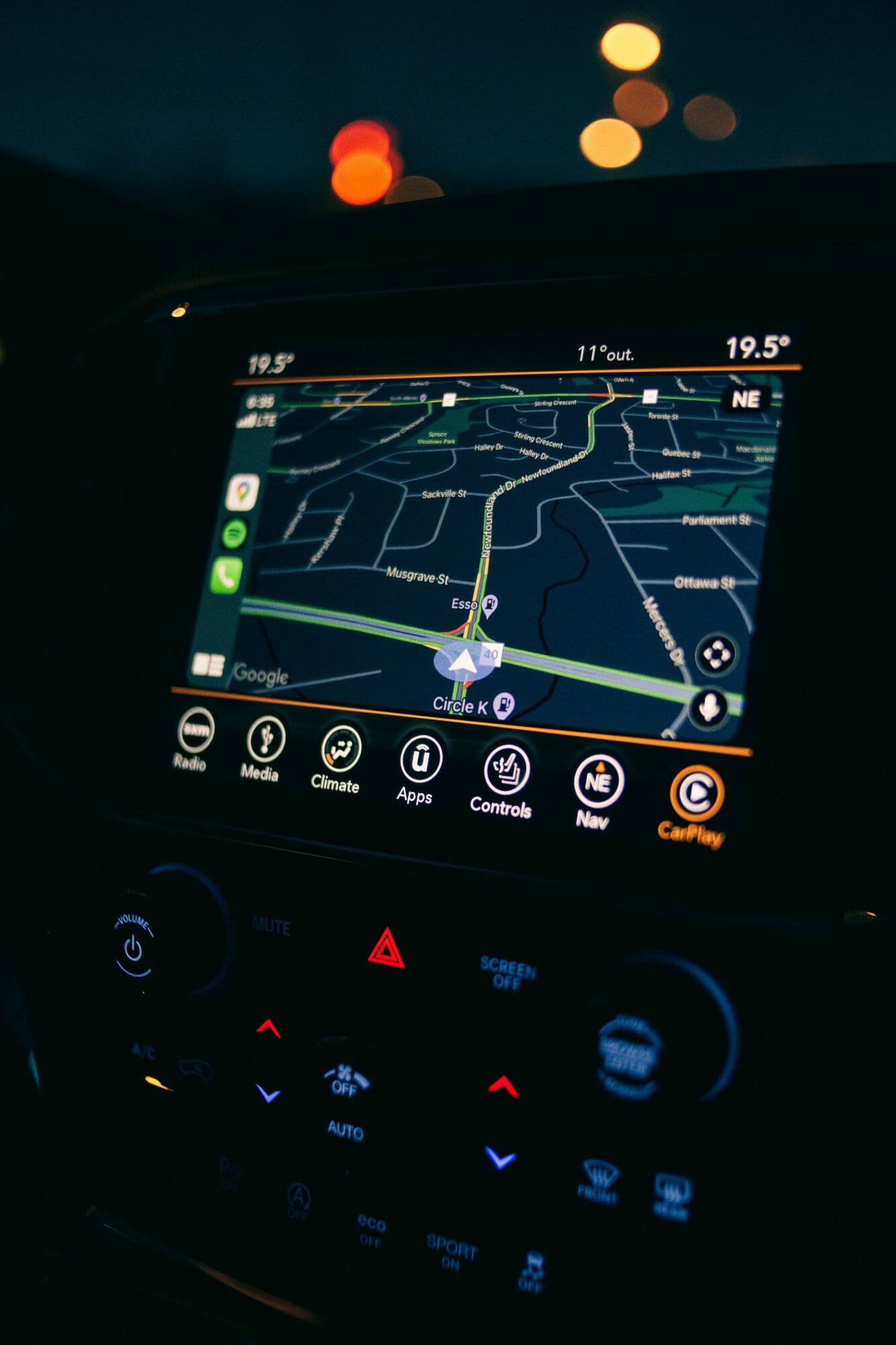 GPS screen in vehicle